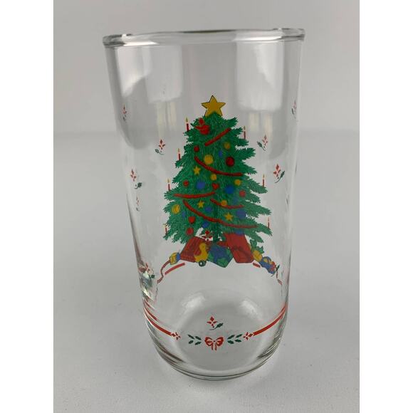 Vintage Christmas Tree Holiday Drinking Tumbler Glass 12 Oz Set Of 8 - Picture 6 of 6